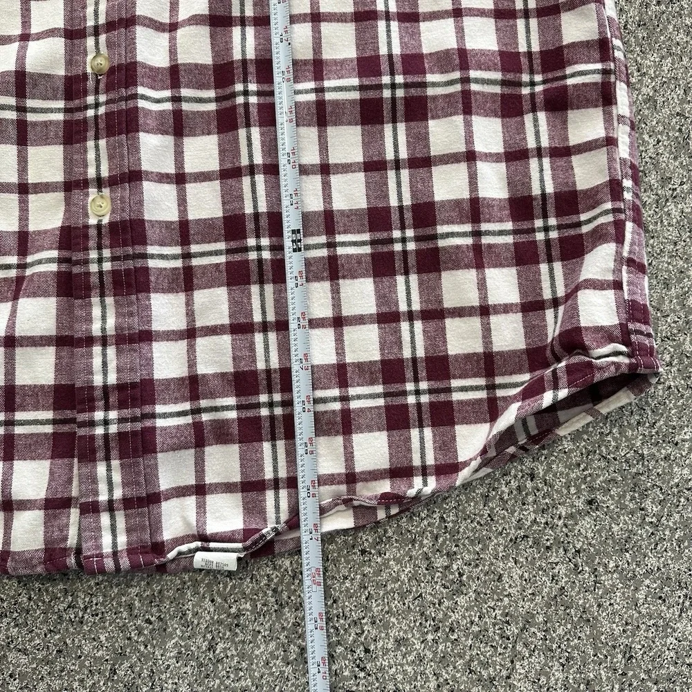 Eddie Bauer Flannel Shirt Mens XXL Thick Vintage Long Sleeve Plaid Burgundy
